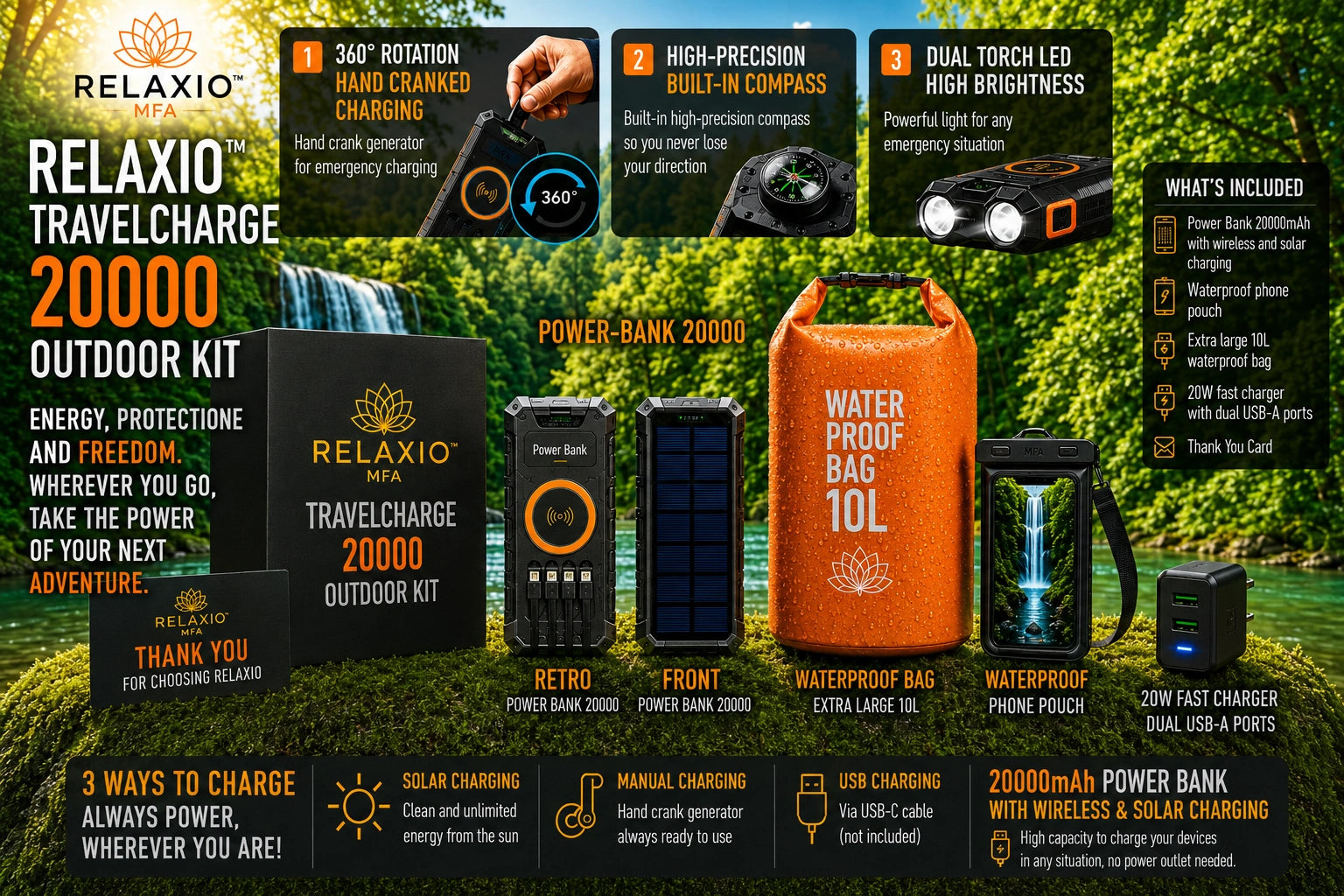 RELAXIO TravelCharge™ 20000 Outdoor Kit