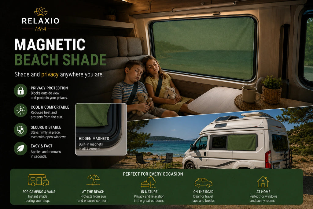 Magnetic Beach Towel with 4 Hidden Magnets | Wind-Resistant, Quick-Dry & Privacy Towel | Relaxio™